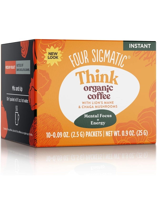 Four Sigmatic قهوة الفطر المحمصة متوسطة التحميص من فور سيغماتيك مع ليوينز مان وشاجا 10 أكياس - Image 1