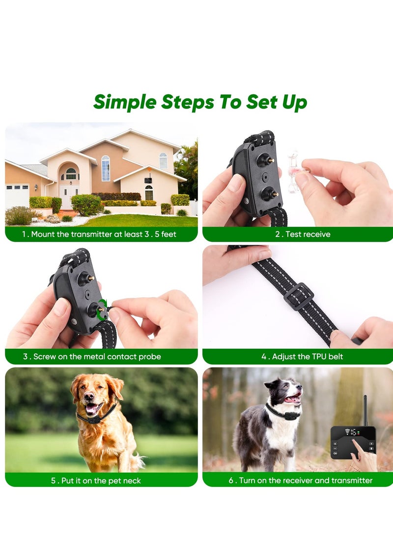 Wireless Dog Fence, Wireless Boundary Containment System,2-in-1 Electric Dog Fence & Remote Training Collar,Adjustable Vibration & Shock,IP65 Waterproof Training Collar for Large and Medium Dogs - Image 5