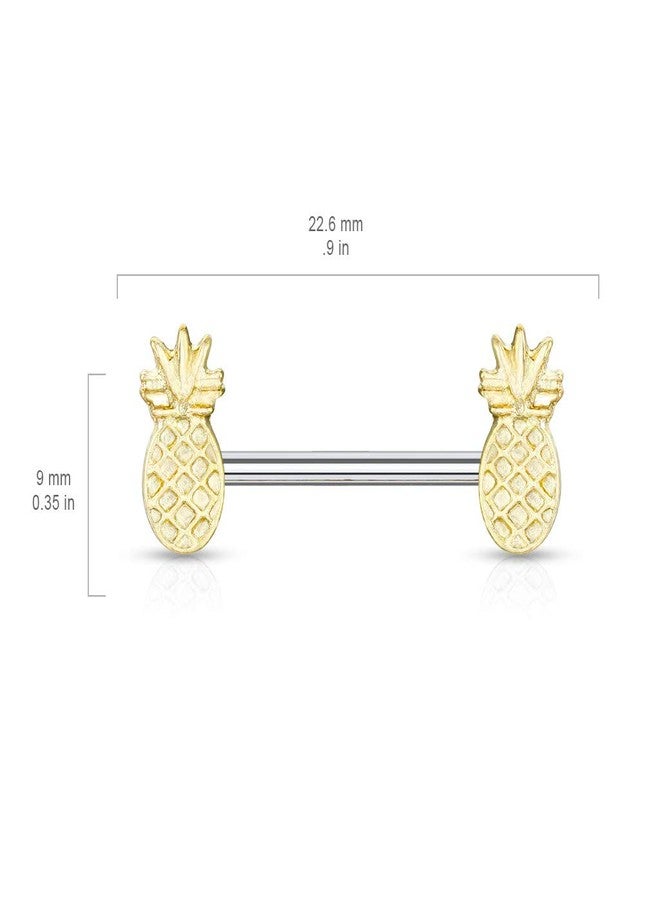 Pierced Owl Gold Plated Tropical Pineapple Nipple Barbells, Sold as a Pair - Image 2