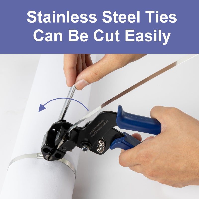 Offo Metal Zip Tie Cutter لربطة العنق المصنوعة من الفولاذ المقاوم للصدأ، أداة القطع لتركيب الشد من أجل ربطات الرمز البريدي ذاتية القفل من الفولاذ المقاوم للصدأ مع أداة تحرير ربطة العنق المجانية، وضع اليدين - Image 3