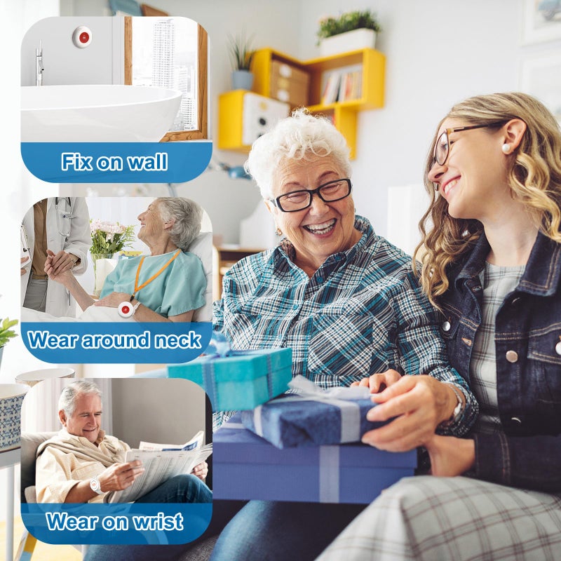Daytech Caregiver Pager Call Button for Elderly at Home Nurse Alert System for Seniors Patient 2 Receiver 3 Panic Emergency Button - Image 3