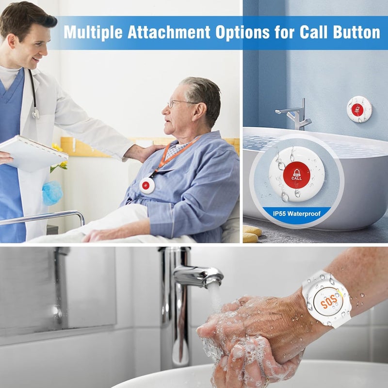 Daytech Caregiver Pager Call Button for Elderly at Home Nurse Alert System for Seniors Patient 2 Receiver 3 Panic Emergency Button - Image 5