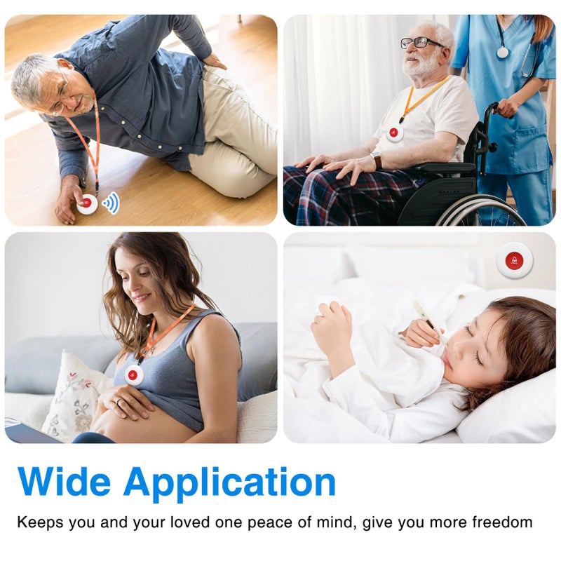 Daytech Caregiver Pager Call Button for Elderly at Home Nurse Alert System for Seniors Patient 2 Receiver 3 Panic Emergency Button - Image 4