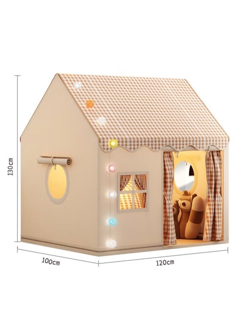Paka Rabbit Kids Play Tent House with Lights, Indoor & Outdoor Toddler Playhouse, Cozy Play Tent with Flags & Butterfly Decorations, Playroom Toy for Boys & Girls Ages 3-10, Khaki - Image 5