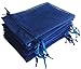 Pimuza 100 Pc 4x6 inch Gift Wrap Bags Navy BlueOrganza Sheer FabricDrawstring Glossy Pastel Treat Bag for Baby Shower FavorHouse Party FavorsBridal Shower FavorLipsense HolderXmasTeaCookiesChocolate - Image 1