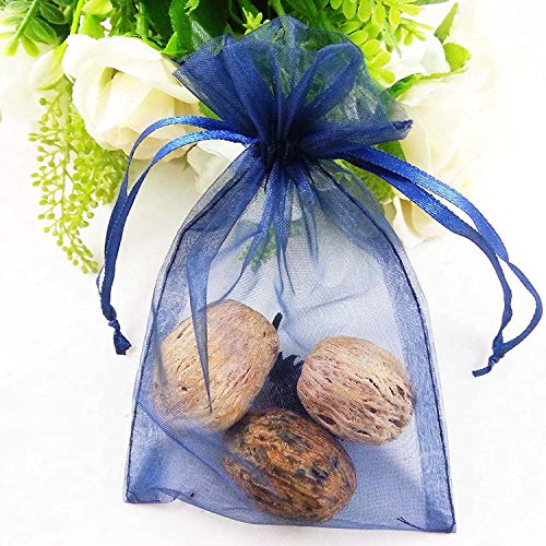 Pimuza 100 Pc 4x6 inch Gift Wrap Bags Navy BlueOrganza Sheer FabricDrawstring Glossy Pastel Treat Bag for Baby Shower FavorHouse Party FavorsBridal Shower FavorLipsense HolderXmasTeaCookiesChocolate - Image 5