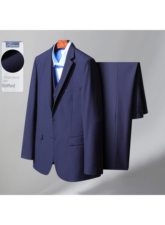 ROMON بدلة رجالية من ثلاث قطع [بدلة + سترة + بنطلون] مجموعة بدلة زفاف رسمية للرجال - Image 2