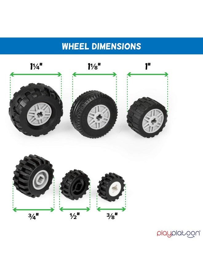 Play Platoon - 144 Piece Wheels And Axles Sets, Building Bricks Car Parts And Pieces Kit - Car Building Set With Wheels, Axles & Windshields - Image 1