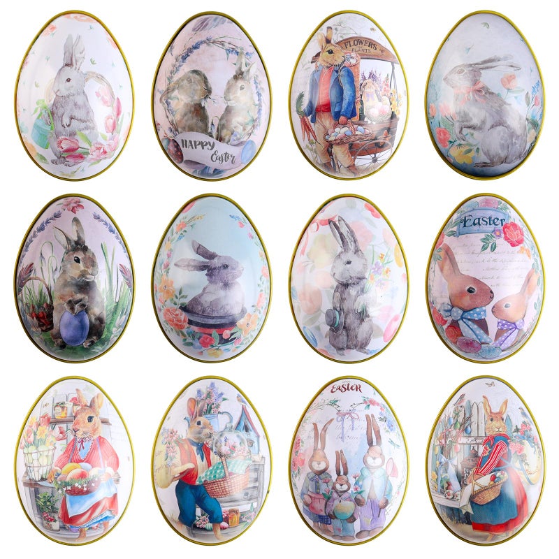Crazy Night Assorted Metallic Easter Egg Container Different Design Wedding Supplies Painting Print Candy Packaging Box Tin Easter Day Eggs Random Color 12 - Image 2