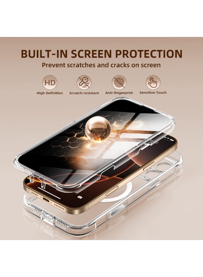 بيرفي جراب مغناطيسي لهاتف iPhone 16 Pro Max، متوافق مع MagSafe، واقي شاشة مدمج للخصوصية وحماية مطورة للكاميرا، جراب هاتف كامل الجسم مضاد للتجسس ومقاوم للصدمات لهاتف 16 Pro Max 6.9 بوصة، شفاف - Image 4