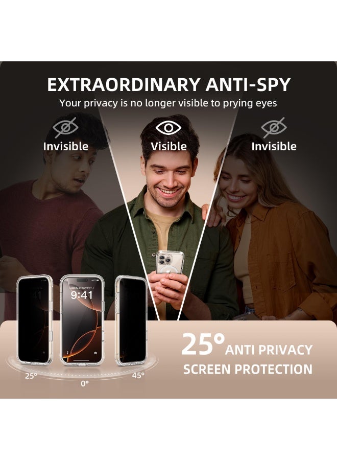 بيرفي جراب مغناطيسي لهاتف iPhone 16 Pro Max، متوافق مع MagSafe، واقي شاشة مدمج للخصوصية وحماية مطورة للكاميرا، جراب هاتف كامل الجسم مضاد للتجسس ومقاوم للصدمات لهاتف 16 Pro Max 6.9 بوصة، شفاف - Image 2