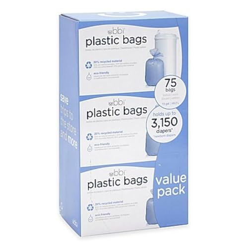 Ubbi Diaper Pail 75Count Value Pack Plastic Bags 3 Pack