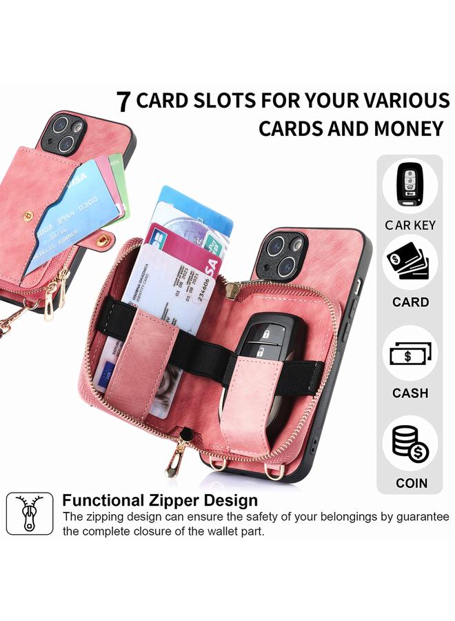 S-TOP Case For iPhone 15 Crossbody Multi-function Zipper Wallet Phone Case - Image 5