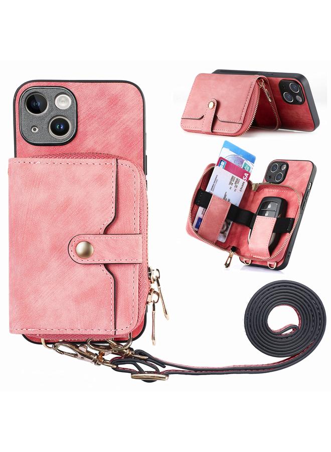 S-TOP Case For iPhone 15 Crossbody Multi-function Zipper Wallet Phone Case - Image 1