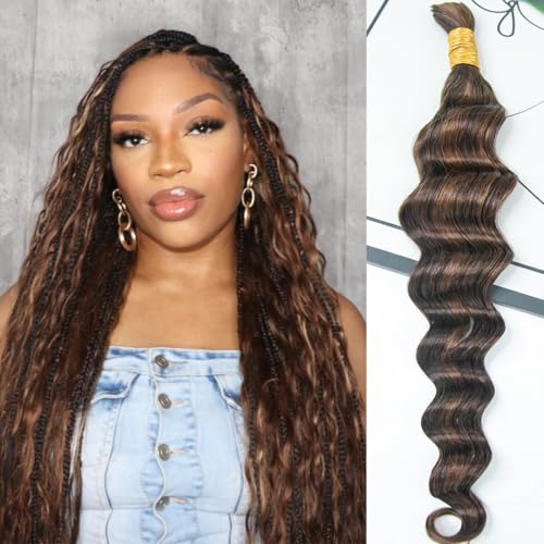 Y WIGS YWIGS Human Braiding Hair for Boho Braids Loose Deep Wave Bulk Human Hair for Braiding 50G No Weft Virgin Human Hair 430 20inch - Image 1