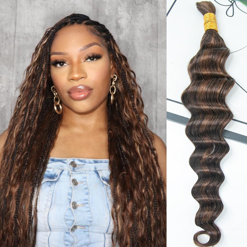Y WIGS YWIGS Human Braiding Hair for Boho Braids Loose Deep Wave Bulk Human Hair for Braiding 50G No Weft Virgin Human Hair 430 20inch - Image 2