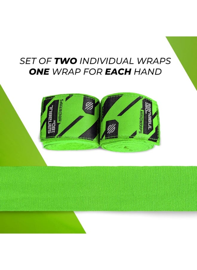 Sanabul  Elastic Professional 180 inch Handwraps for Boxing Kickboxing Muay Thai MMA (Green, 180 inch)  - Image 2