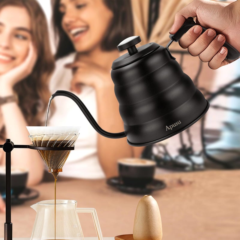 Apusu Gooseneck Kettle for Manual Drip Coffee & Tea 40oz Stainless Steel Pour Over Coffee Kettle with Thermometer Tea Kettle for Stovetop,1200ml,6 Cup,Silver,1Pack - Image 5