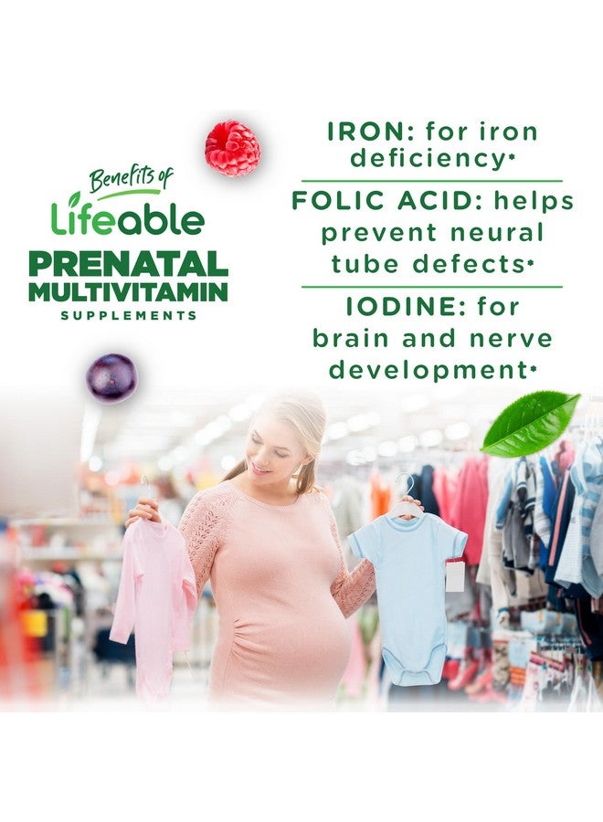 Lifeable Prenatal Multivitamin with Iron and Choline | Great Tasting prenatal Vitamins for Women | Vegetarian Non-GMO prenatal Gummies | 90 Gummies - Image 3