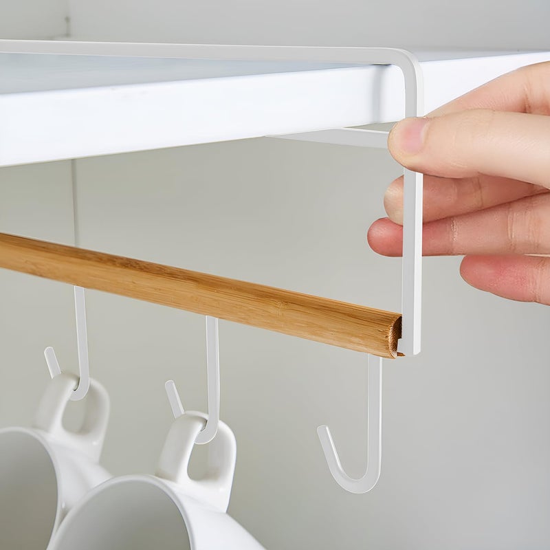 DecorTwist Multifunctional 6 Metal Door Organiser Wall Hook Hanger Suitable for Kitchen Bathroom Room SizeL305cm W2cmH155cm White - Image 3