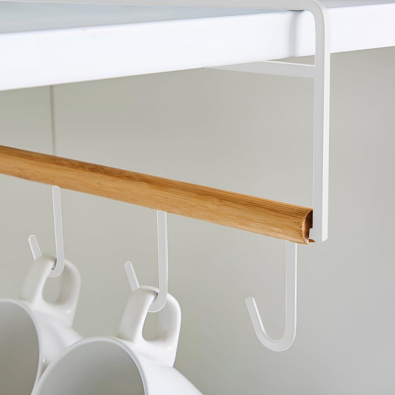 DecorTwist Multifunctional 6 Metal Door Organiser Wall Hook Hanger Suitable for Kitchen Bathroom Room SizeL305cm W2cmH155cm White - Image 5