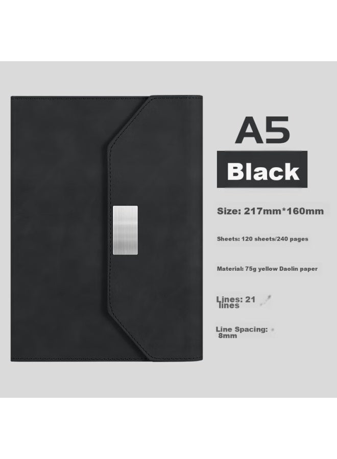 Jiaranheng Jiaran Heng Notebook، دفتر يوميات عالي الجودة، قرطاسية مكتبية رائدة للأعمال، غلاف جلدي سميع مقاس A5، سجل الاجتماعات، مذكرات العمل، قابل للتخصيص، Ink Black - Image 1