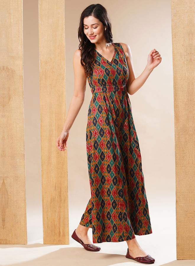 جلو باص جمبسوت بأرجل واسعة بفتحة رقبة وبطبعة متعددة - Image 2