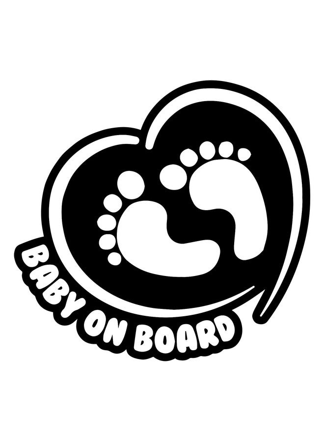 TOTOMO Baby On Board Sticker For Cars Funny Cute Safety Caution Decal Sign For Car Window And Bumper No Need For Magnet Or Suction Cup Footprint In Heart - Image 1