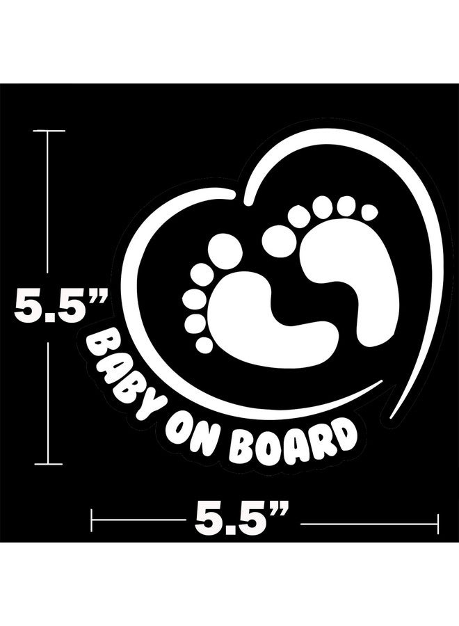 TOTOMO Baby On Board Sticker For Cars Funny Cute Safety Caution Decal Sign For Car Window And Bumper No Need For Magnet Or Suction Cup Footprint In Heart - Image 5