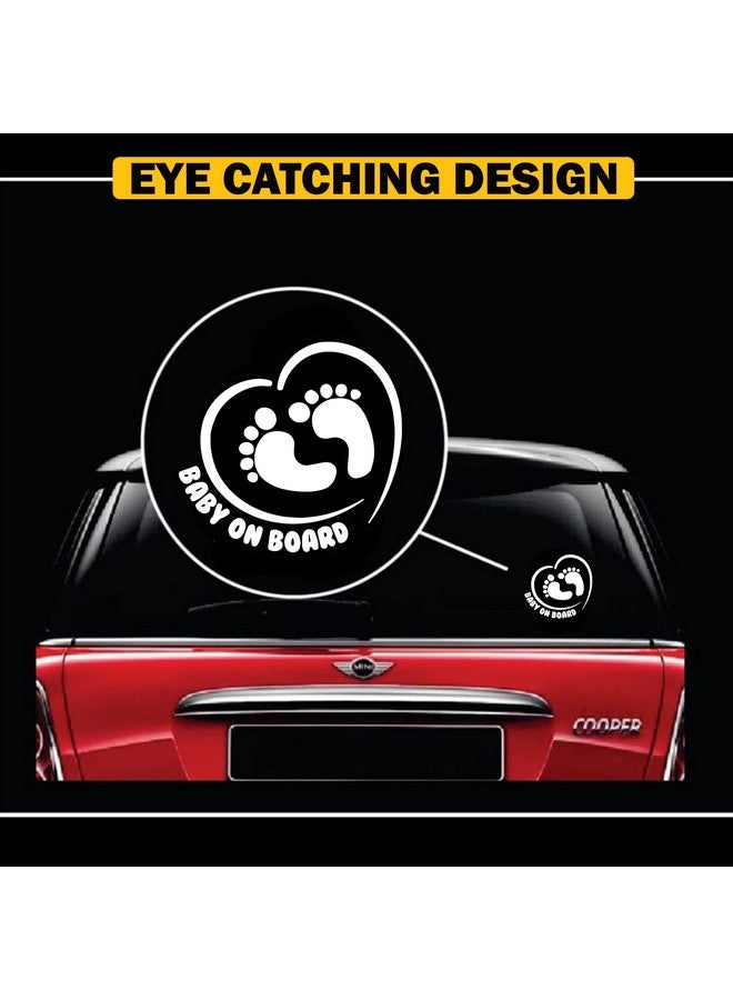 TOTOMO Baby On Board Sticker For Cars Funny Cute Safety Caution Decal Sign For Car Window And Bumper No Need For Magnet Or Suction Cup Footprint In Heart - Image 3