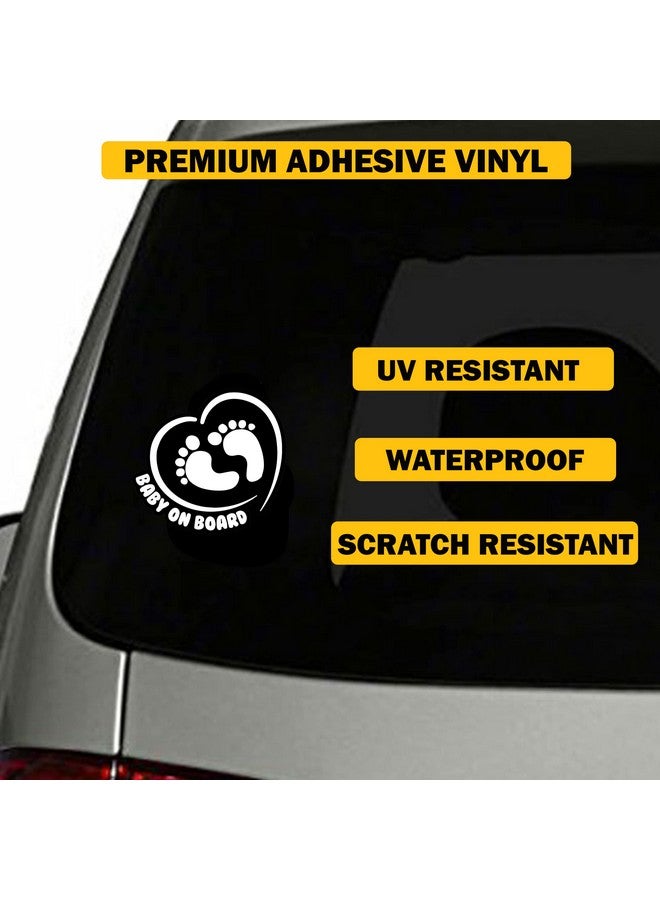 TOTOMO Baby On Board Sticker For Cars Funny Cute Safety Caution Decal Sign For Car Window And Bumper No Need For Magnet Or Suction Cup Footprint In Heart - Image 4
