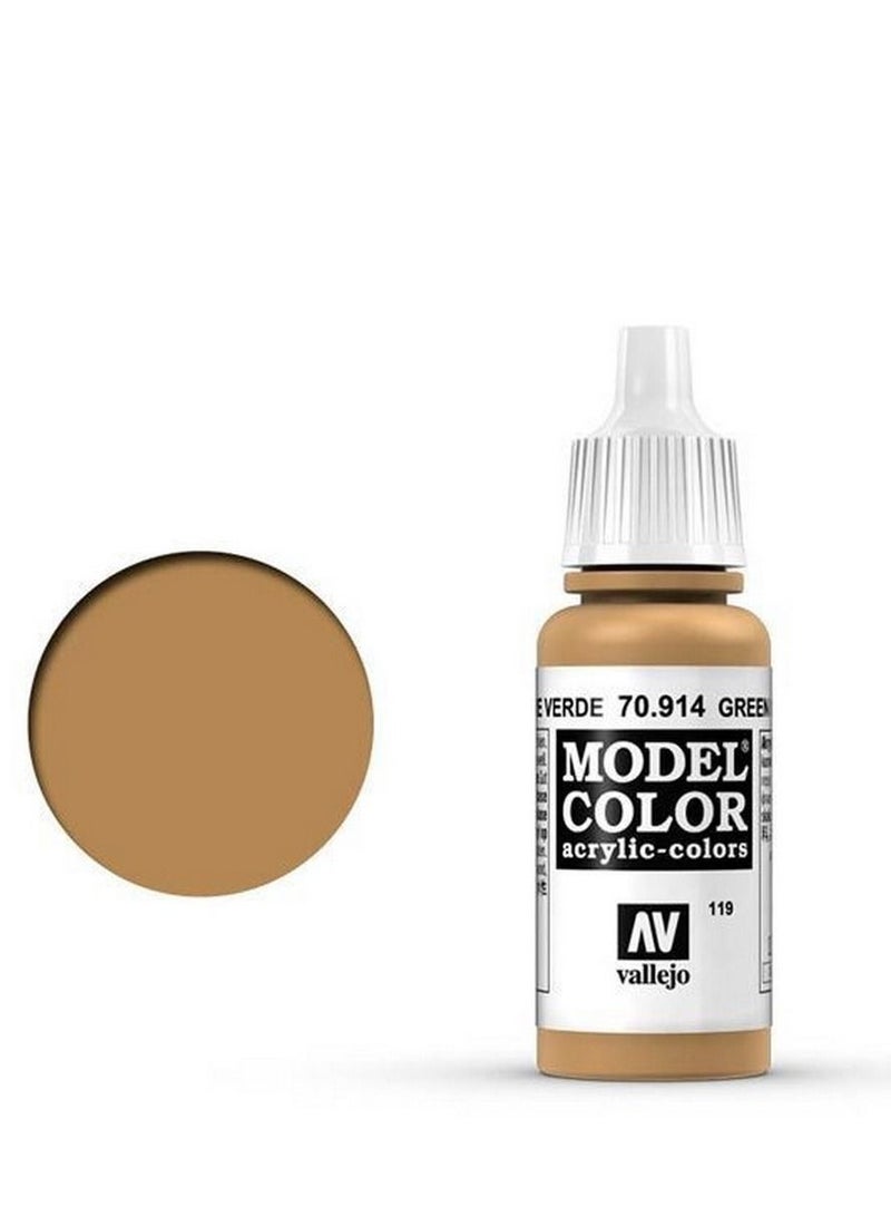 فاليجو طلاء أكريليك موديل كولور 914، أخضر مغرة، زجاجة سعة 18 مل، للمنمنمات والنماذج المصغرة