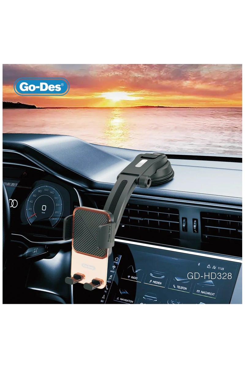 جو-ديز حامل هاتف للسيارة مقاوم للصدمات قابل للتعديل بزاوية 360 درجة بيد واحدة للزجاج الأمامي ولوحة القيادة - Image 2