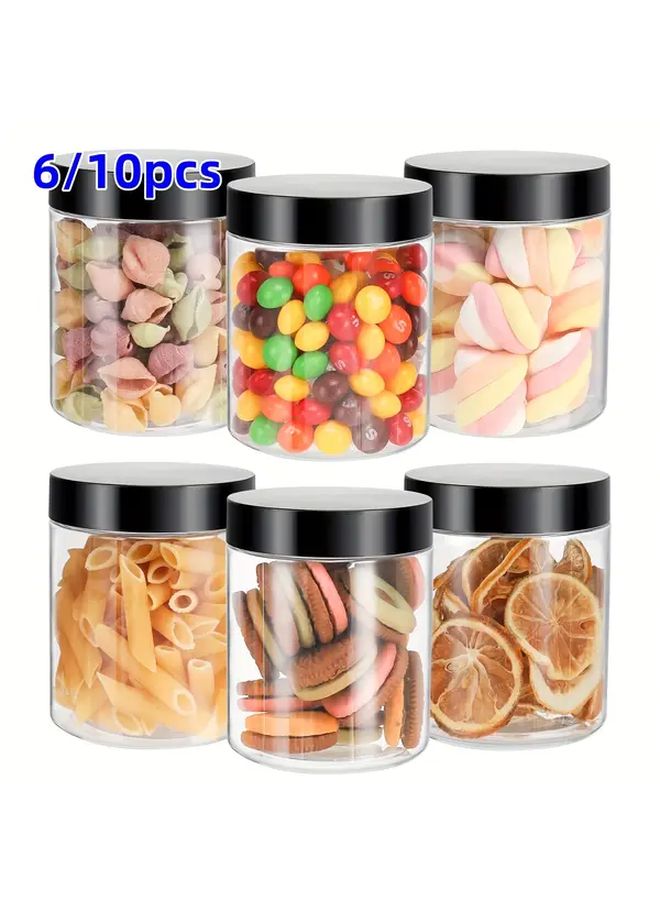 6pcs 8.5oz Plastic Cans With Lids Transparent Slime Containers Wide Opening Storage - Image 2