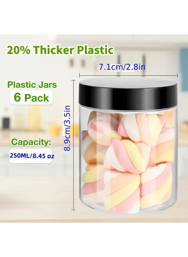 6pcs 8.5oz Plastic Cans With Lids Transparent Slime Containers Wide Opening Storage - Image 3