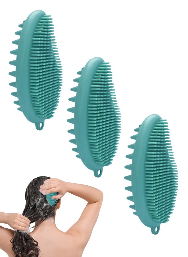 Perfect Silicone Bath Shower Scrubber Set - 3pcs, 100% Pure Silicone, Mango - Shaped, for Body & Scalp Cleaning - Image 1