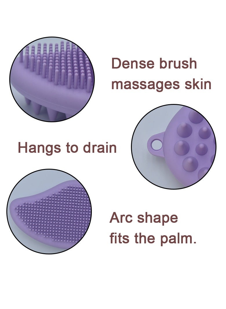 Perfect Silicone Bath Shower Scrubber Set - 3pcs, 100% Pure Silicone, Mango - Shaped, for Body & Scalp Cleaning - Image 3