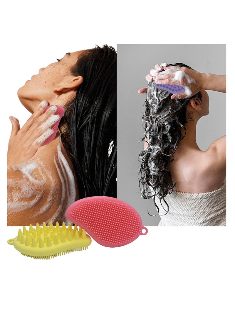 Perfect Silicone Bath Shower Scrubber Set - 3pcs, 100% Pure Silicone, Mango - Shaped, for Body & Scalp Cleaning - Image 4