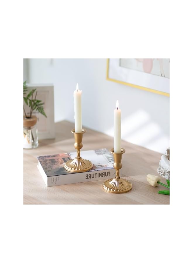 Gold Candle Holders Brass Candlestick Holders: 2 Pcs Taper Candle Holders, Candle Holders for Candlesticks Tapered Gold Candle Holders Wedding Party Chrismas Mantel Home Decor