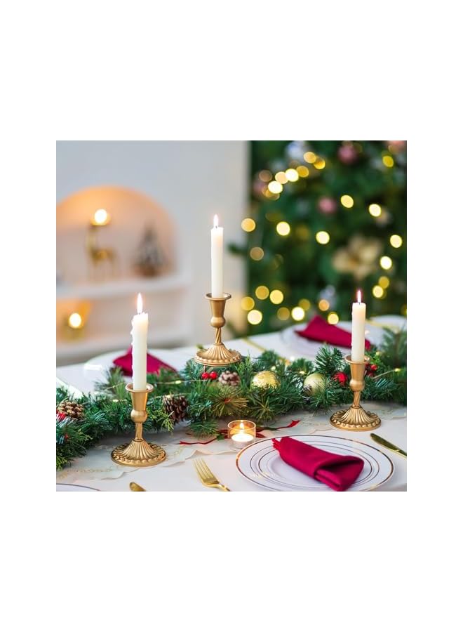 Gold Candle Holders Brass Candlestick Holders: 2 Pcs Taper Candle Holders, Candle Holders for Candlesticks Tapered Gold Candle Holders Wedding Party Chrismas Mantel Home Decor