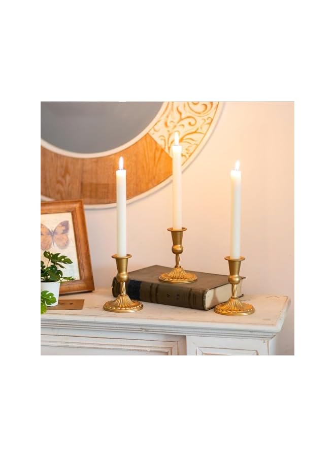 Gold Candle Holders Brass Candlestick Holders: 2 Pcs Taper Candle Holders, Candle Holders for Candlesticks Tapered Gold Candle Holders Wedding Party Chrismas Mantel Home Decor