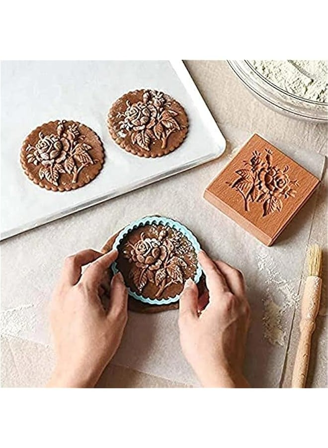 قوالب بسكويت خشبية محفورة للمطبخ وخبز الزنجبيل - Image 3