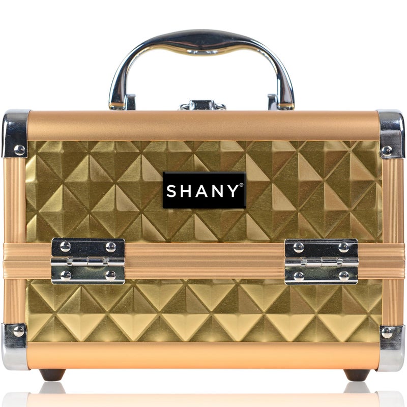 Shany صندوق مكياج شاني الأنيق - علبة مستحضرات التجميل المحمولة - منظم مستحضرات التجميل - تخزين المجوهرات مع أقفال - صناديق تخزين المكياج مع مرآة مكياج - منزل ذهبي - Image 3
