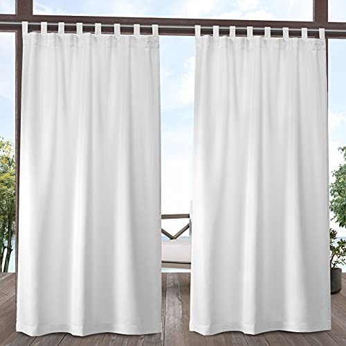 Exclusive Home Exclusive Home Cabana Solid IndoorOutdoor Light Filtering HookandLoop Tab Top Curtain Panel 54x96 Winter White Set of 2