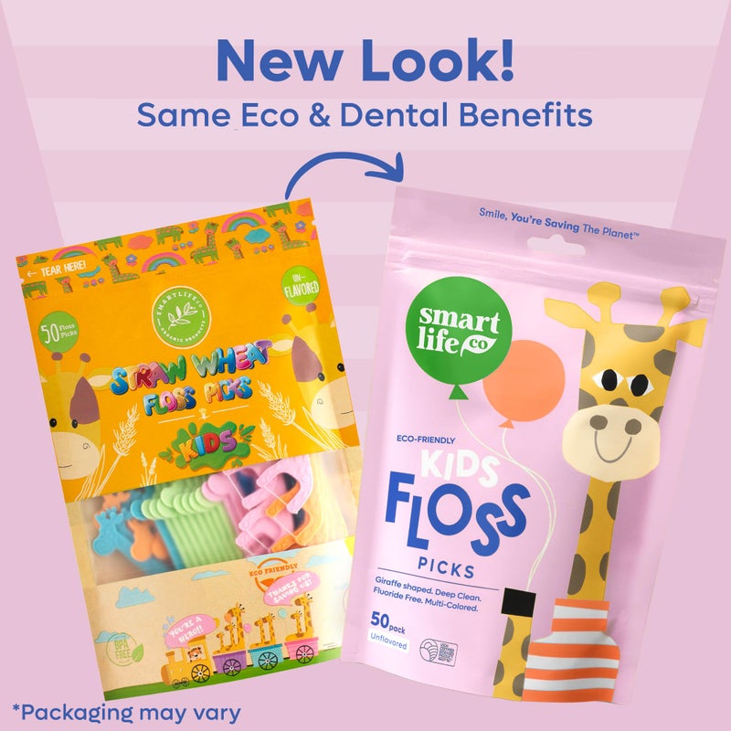 SmartLifeco Eco-Friendly Kids Flossers (100ct) - The Original Straw Wheat Dental Floss Picks For Children, Fluoride & PFA Free, Toothpick Flossing Sticks For Toddler Teeth, No Shred Thread, Unflavored - Image 2