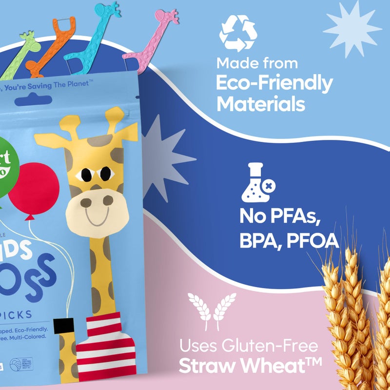 SmartLifeco Eco-Friendly Kids Flossers (100ct) - The Original Straw Wheat Dental Floss Picks For Children, Fluoride & PFA Free, Toothpick Flossing Sticks For Toddler Teeth, No Shred Thread, Unflavored - Image 4