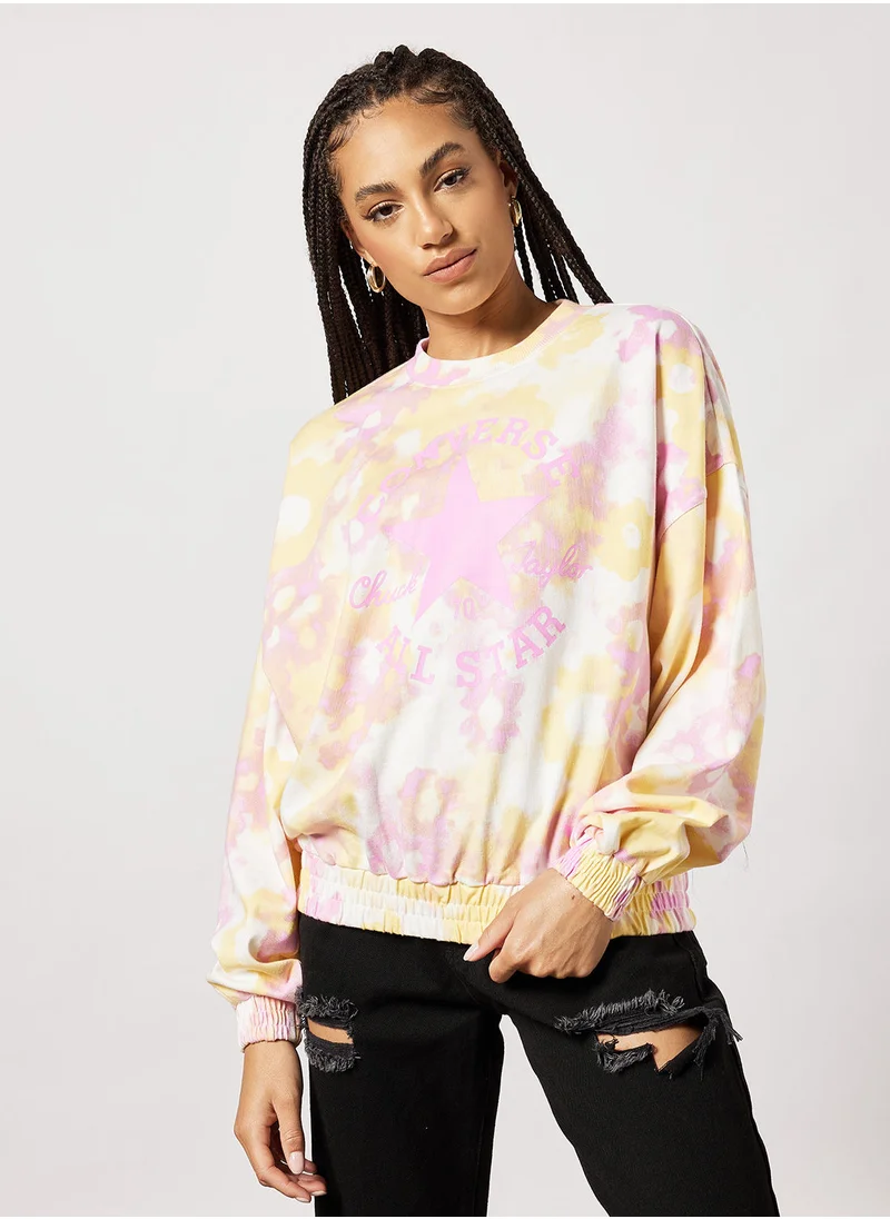 CONVERSE Washed Floral Cotton Sweatshirt