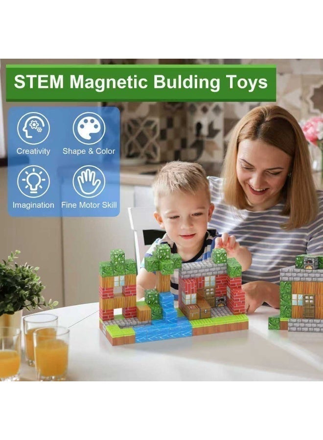 oasistrail Kids gifts -112PCS High-Strength Magnetic Blocks-Build Mine Magnet World Set for Boys & Girls Age 3-5 6-8, STEM Sensory Toys for Toddlers Gifts for 3+ Years Old Girls Boys,2cm Magnet Cubes Classroom Must Haves Construction Toys - Image 5