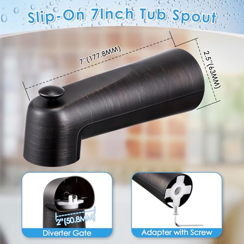 Enhon 7 Slip on Tub Spout with Diverter Compatible with Moen 3839Moen 3853 Bathtub Diverter Spout Fits 12 Copper Water Tube58 Diameter 532 Hex WrenchClassicOil Rubbed Bronze1 Pack - Image 3