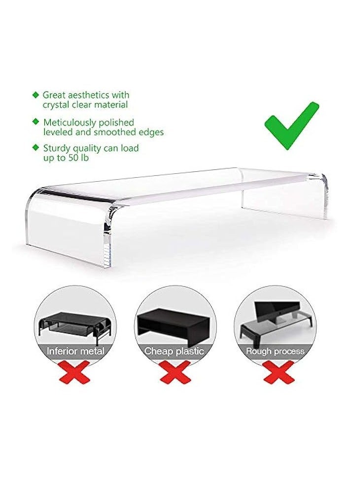 PROMASS Acrylic Monitor Stand Clear Monitor Riser Laptop/PC/Multimedia Monitor Stand for Home Office (38x20x10CM) - Image 3